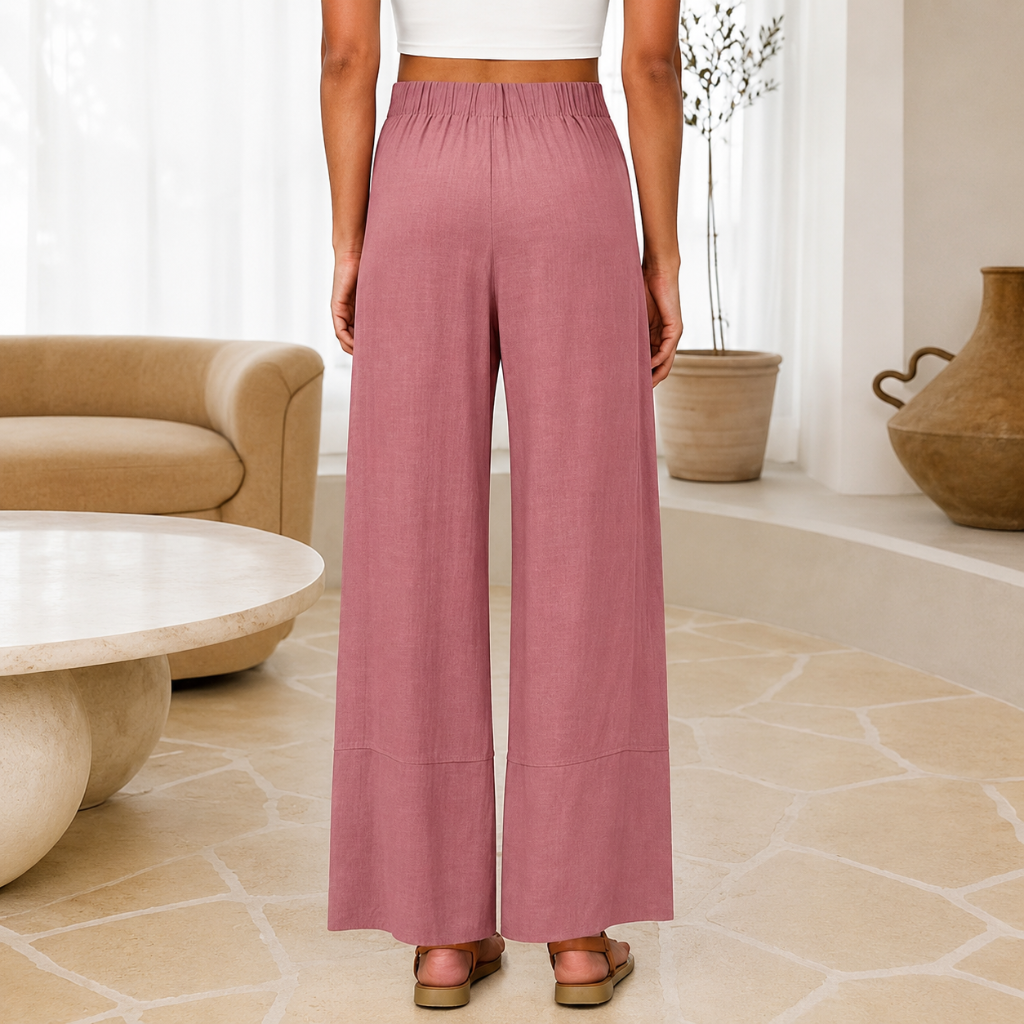 Casual Wide Summer Wear Boho Pants With Pockets For Women