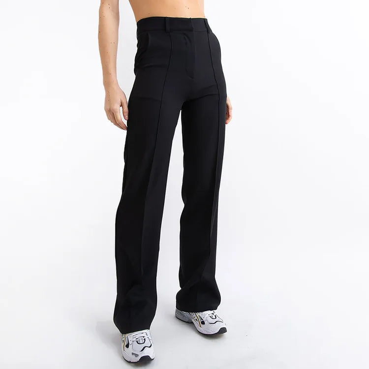 High Waisted Suit Pants With Straw Pleats-My Comfy Pant