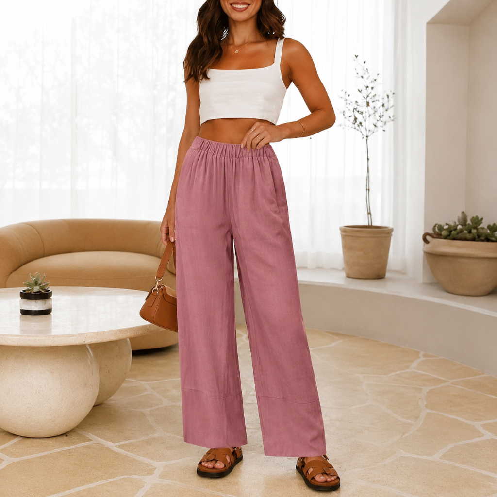Casual Wide Summer Wear Boho Pants With Pockets For Women