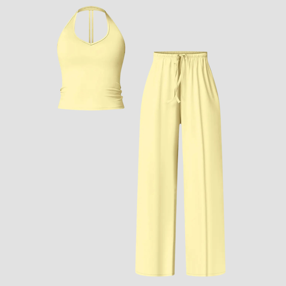 Crop Tank Top And Wide Fit Trouser Set For Women