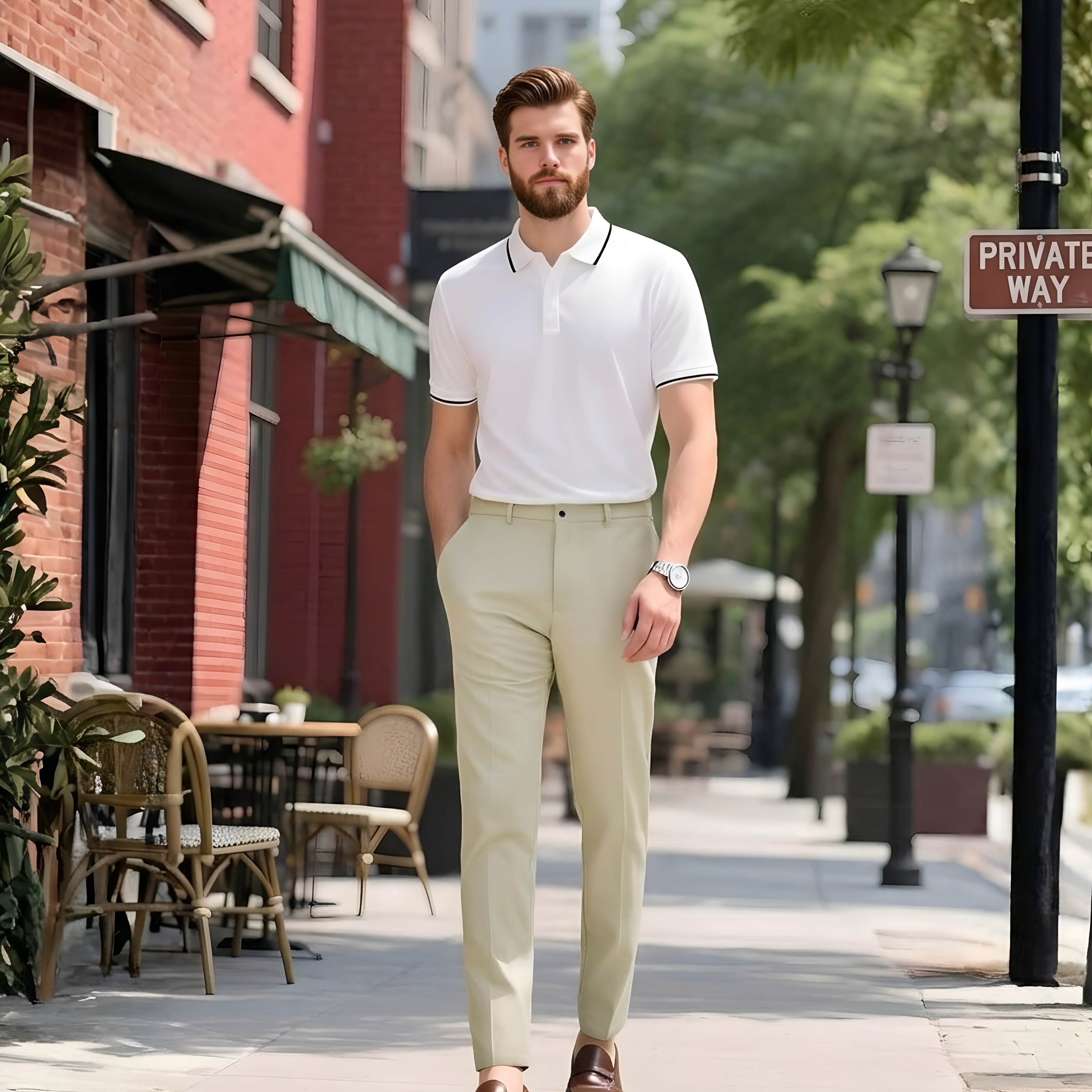 Men's Slim Fit Dress Pants Stretch Khaki Pants Wrinkle Free