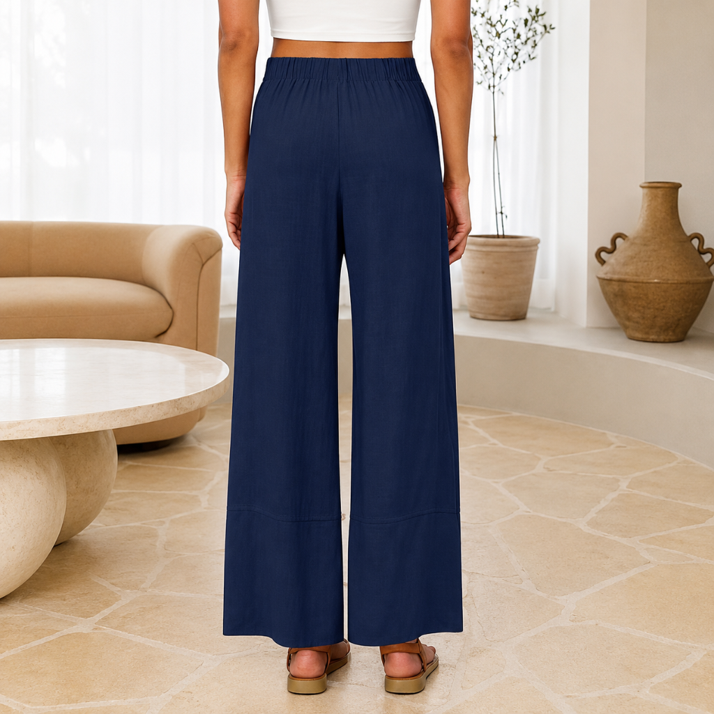 Casual Wide Summer Wear Boho Pants With Pockets For Women