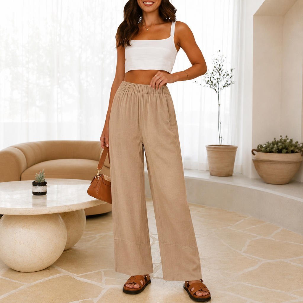 Casual Wide Summer Wear Boho Pants With Pockets For Women