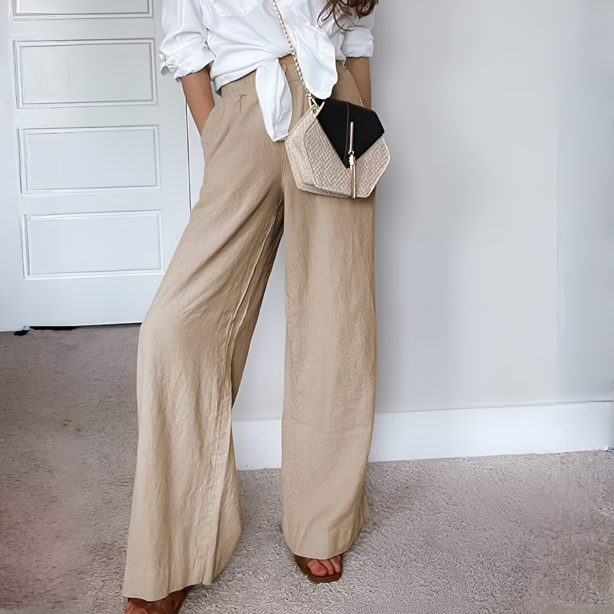 Women Cotton Linen Wide Leg Pants