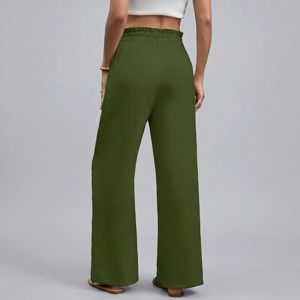 Loose Fit Drawstring Wide Pants With Pockets For Women