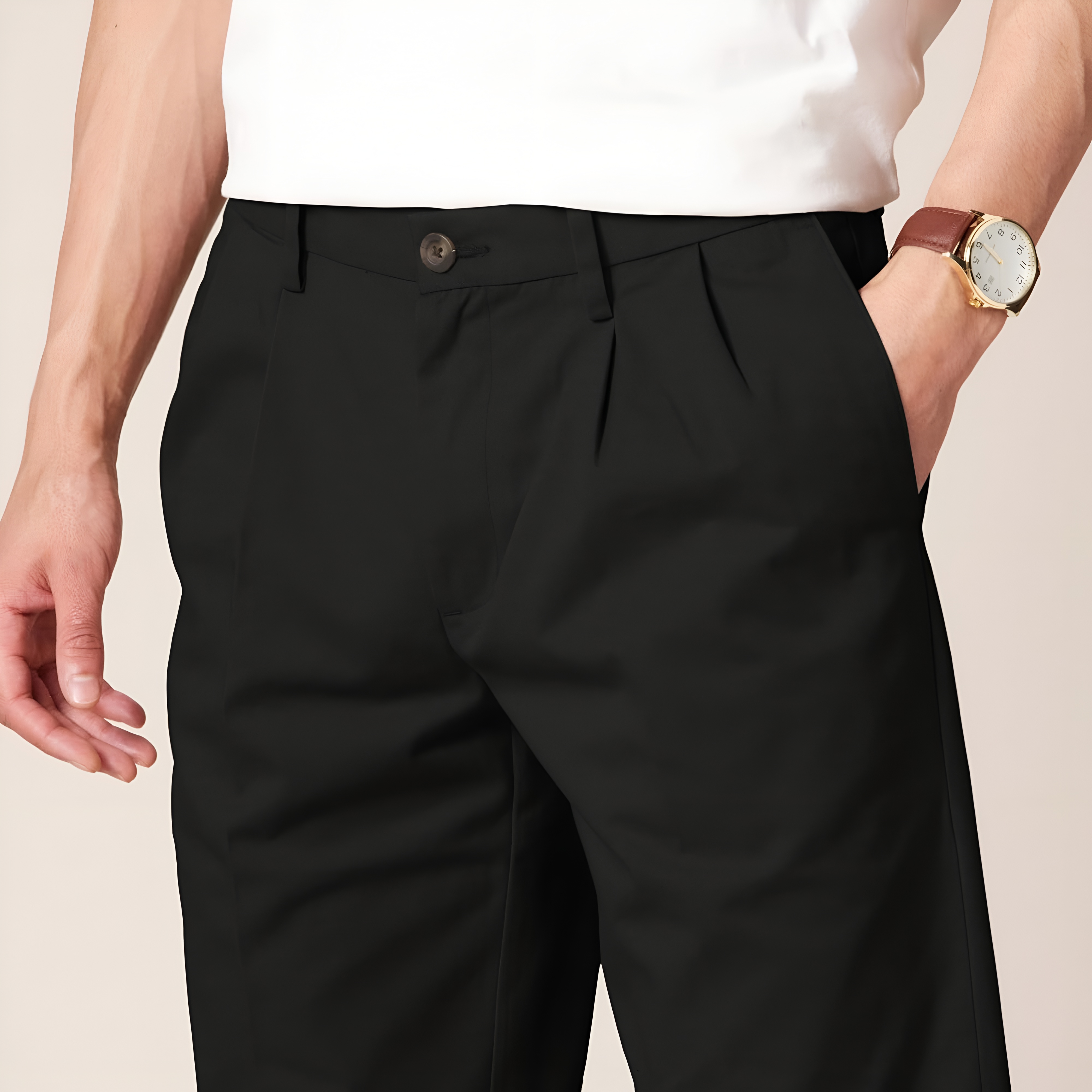 Men's Classic-Fit Wrinkle-Resistant Pleated Chino PantPleated Style Straight Fit Chino Pants For Men - Image 7
