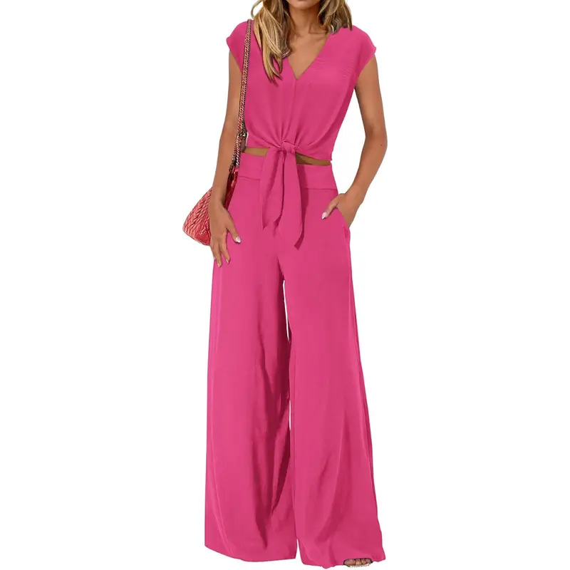 Summer 2 Piece Wide Pant Set for Women