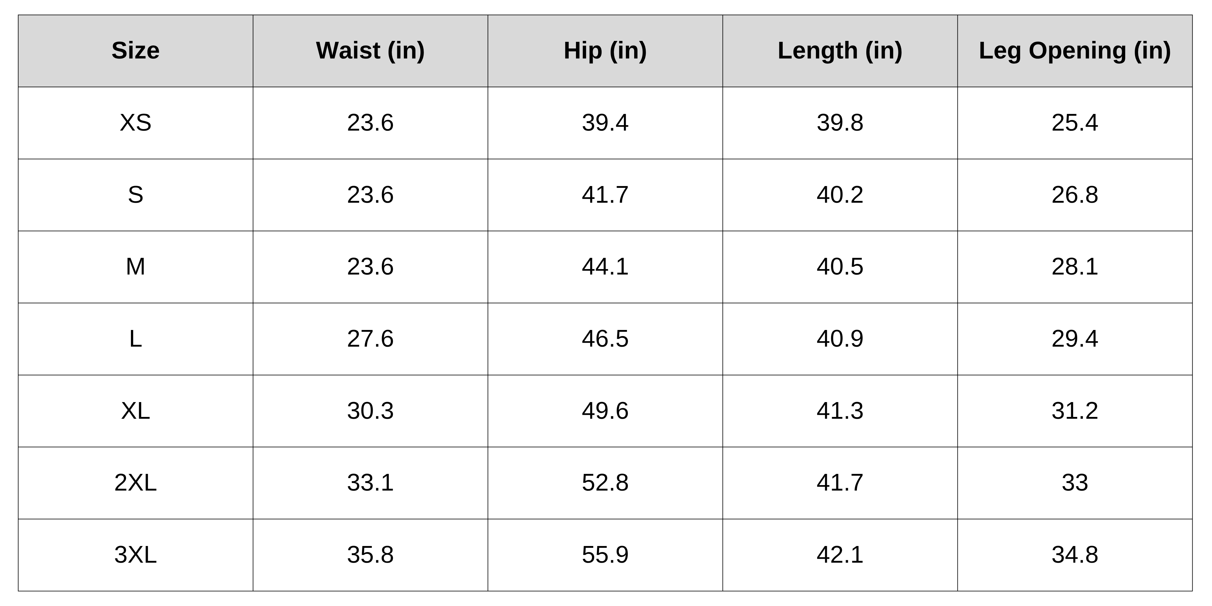 Size Chart