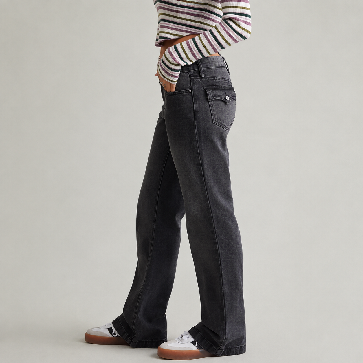 Jade Low Rise Bootcut Faded Jeans For Women