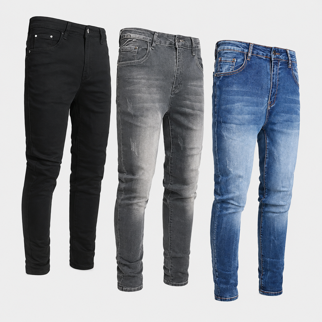 Pack Of 3 Slim Fit Ripped Fashion Jeans For Men