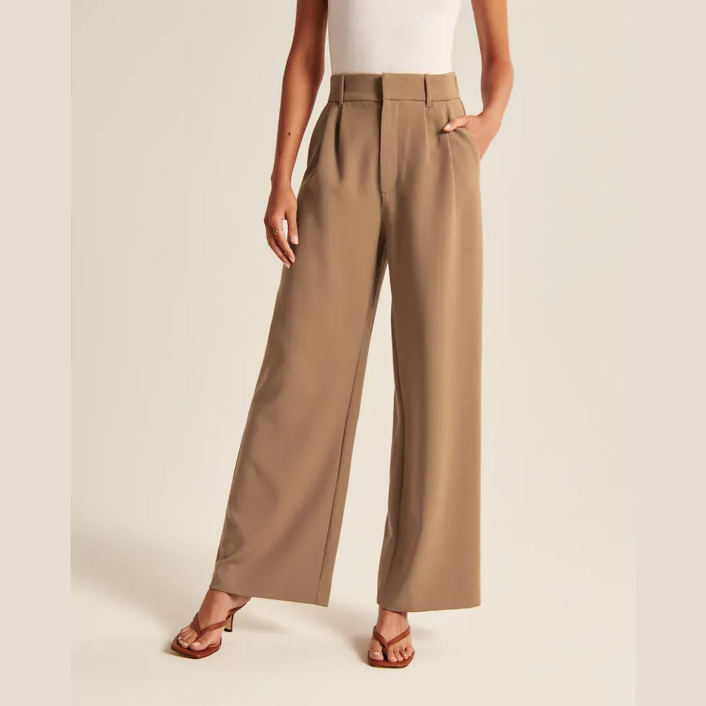 High Waist Tailored Wide Leg Pants-My Comfy Pant