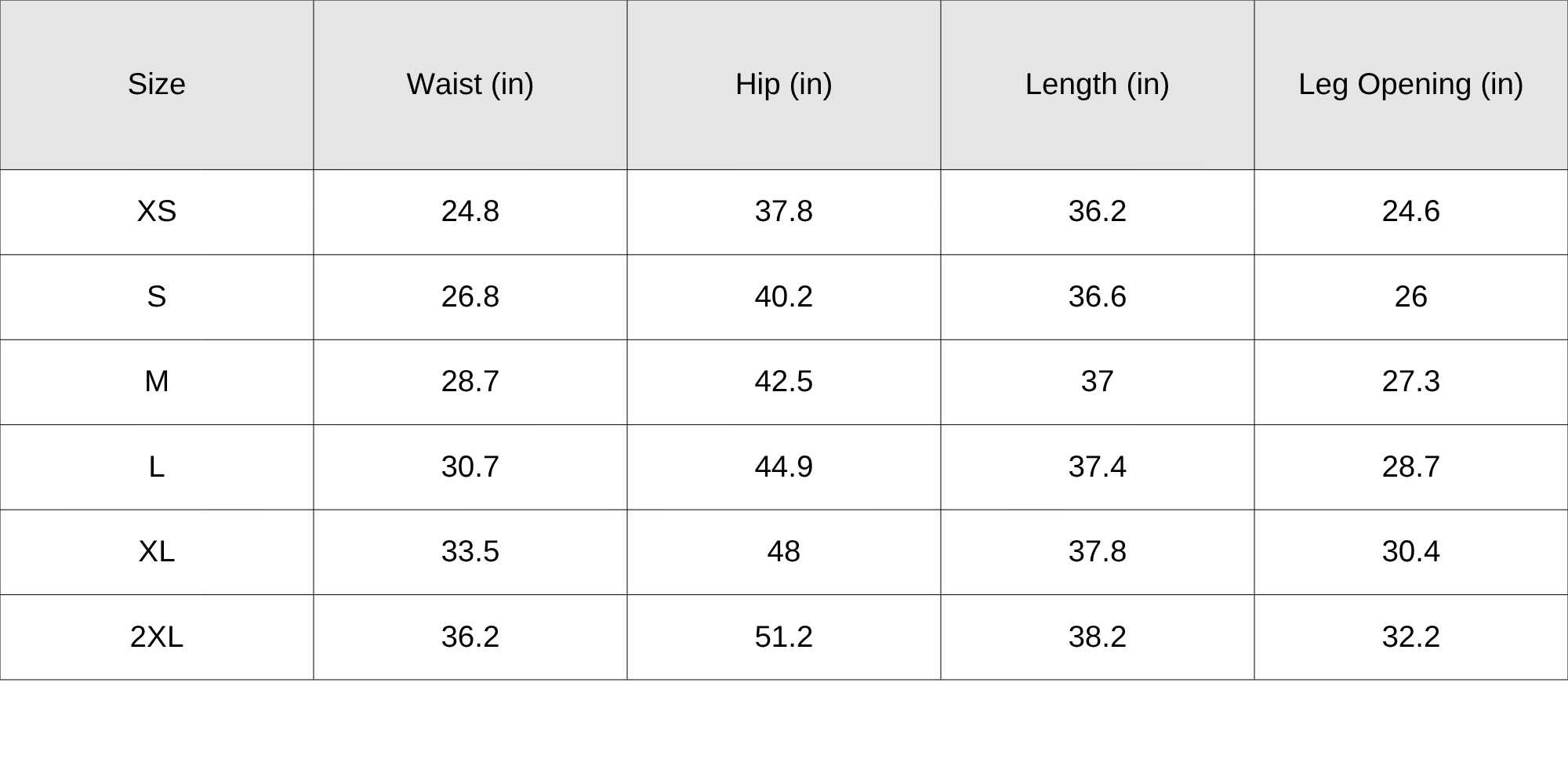 Size Chart