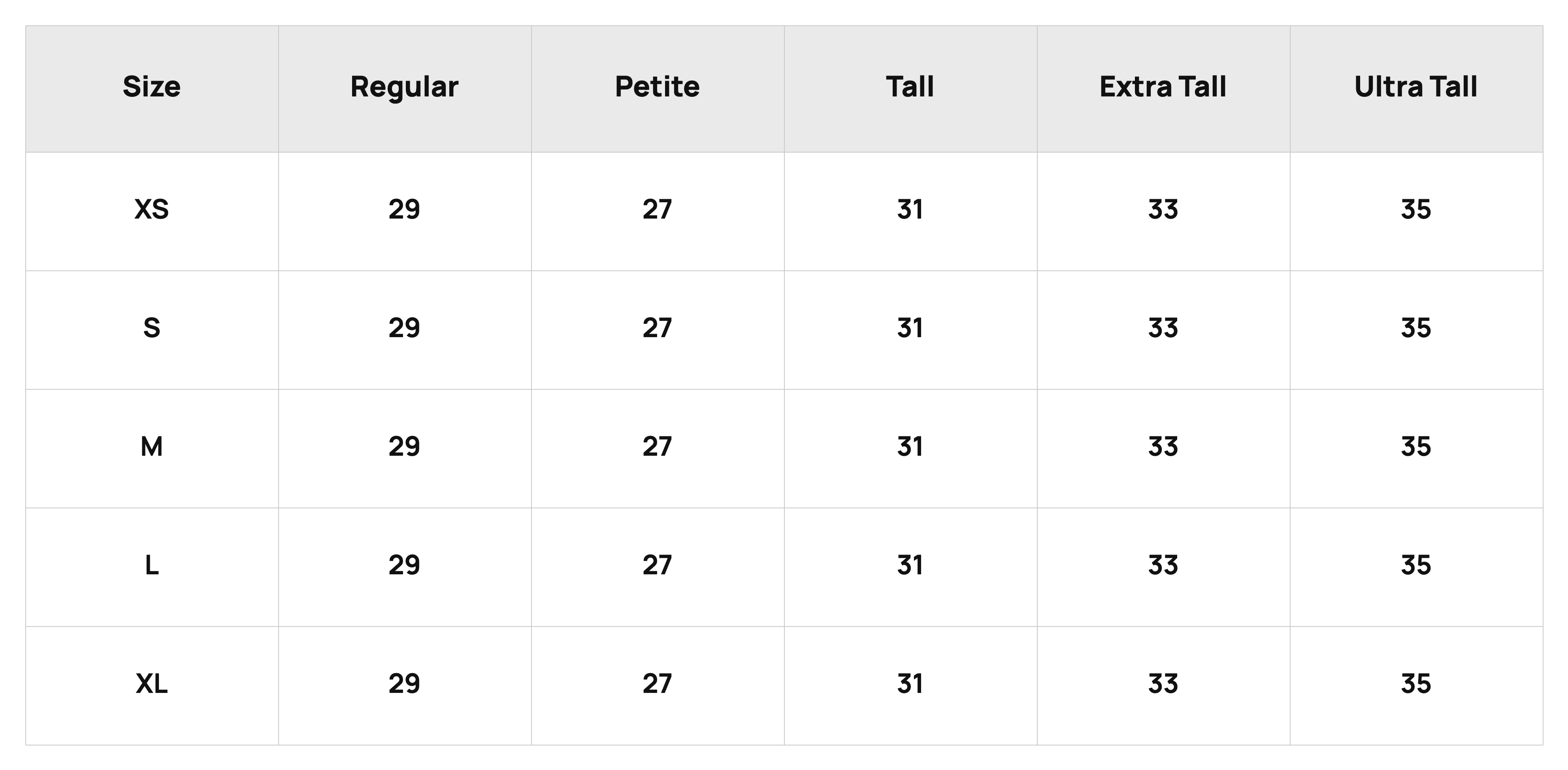 Size Chart