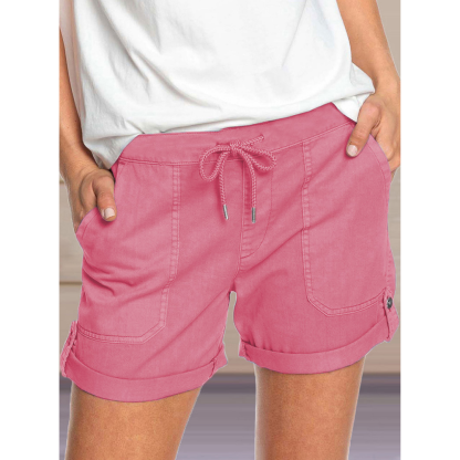 Solid Color Straight Leg Casual Shorts-My Comfy Pant