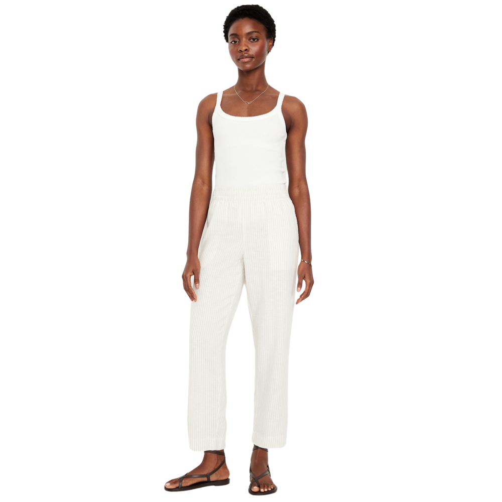High Rise Linen Blend Straight Pants-My Comfy Pant