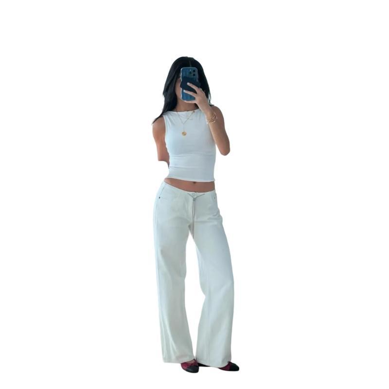 Low Rise Wide Cut Jeans With Pockets-My Comfy Pant