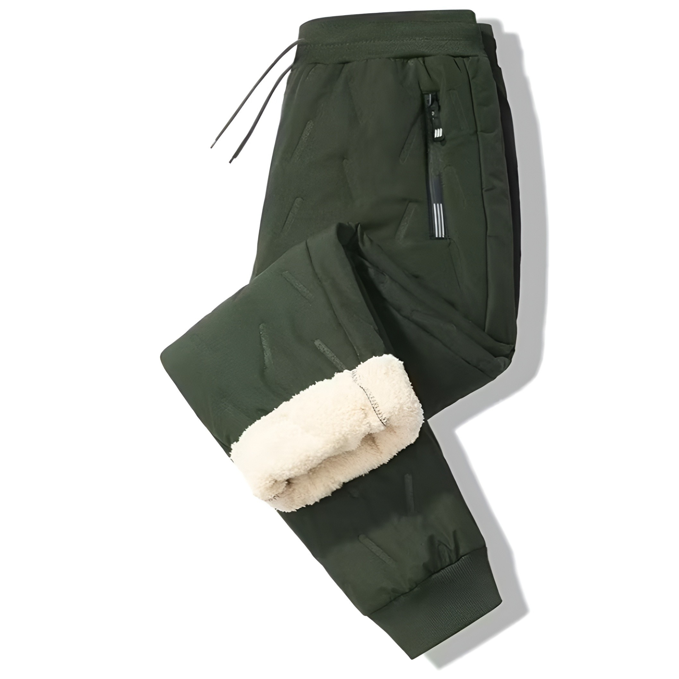 Winter Jogger Pants With Plush Fleece Lining And Zipper Pockets