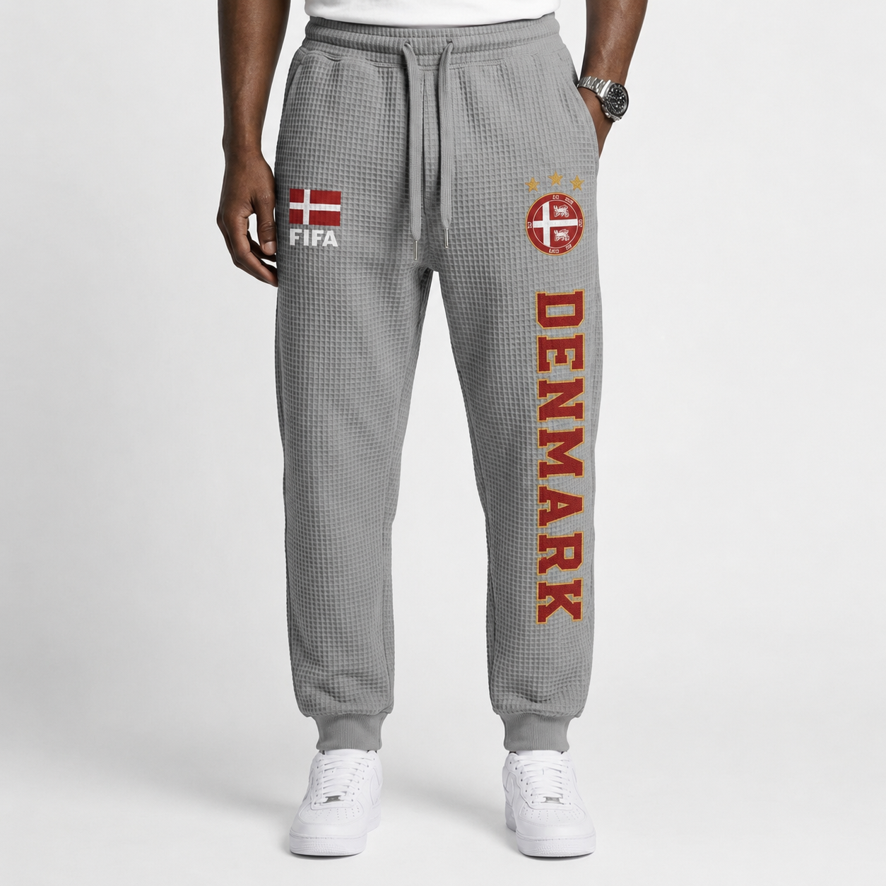 FIFA 2026 Denmark Printed Waffle Football Fan Pants