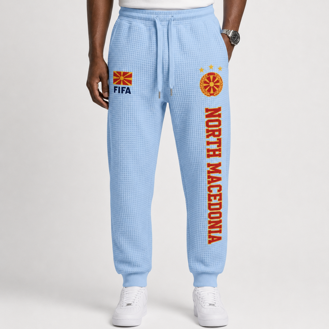 FIFA 2026 North Macedonia Printed Waffle Football Fan Pants