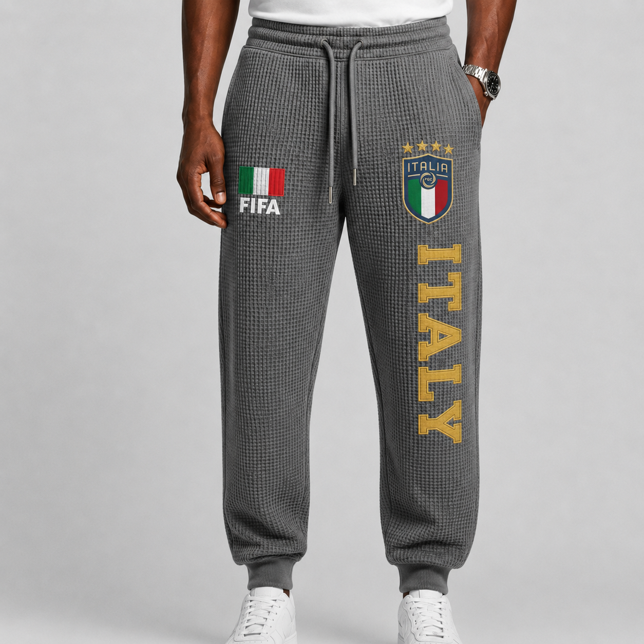 FIFA 2026 Italy Printed Waffle Football Fan Pants