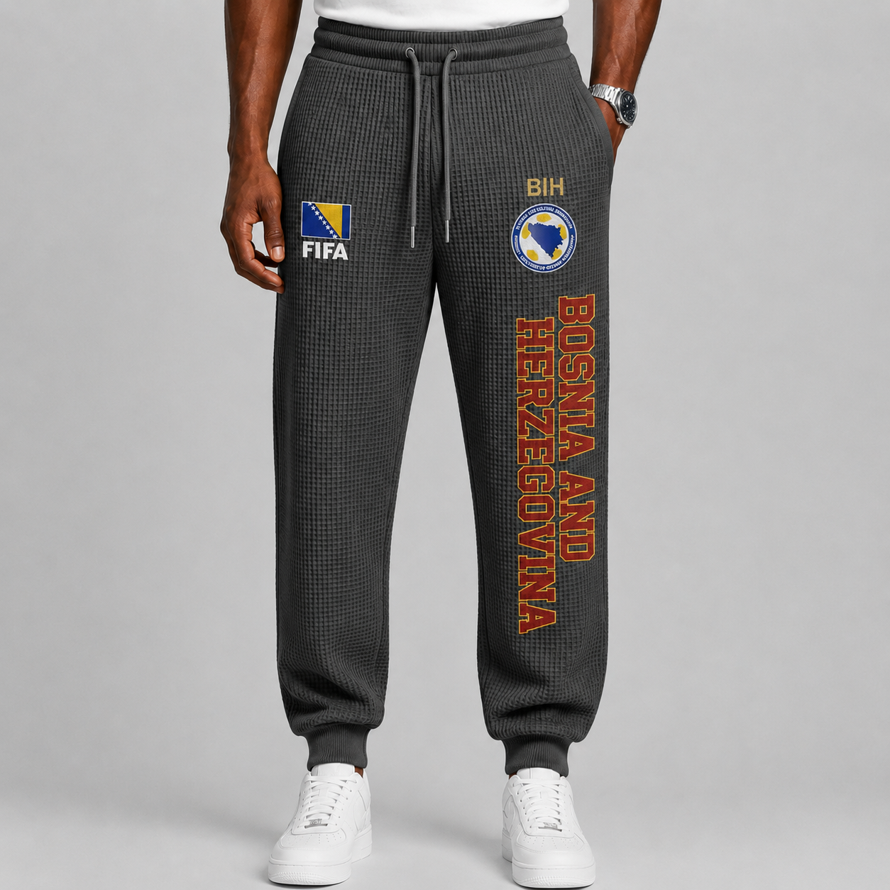 FIFA 2026 Bosnia and Herzegovina Printed Waffle Football Fan Pants