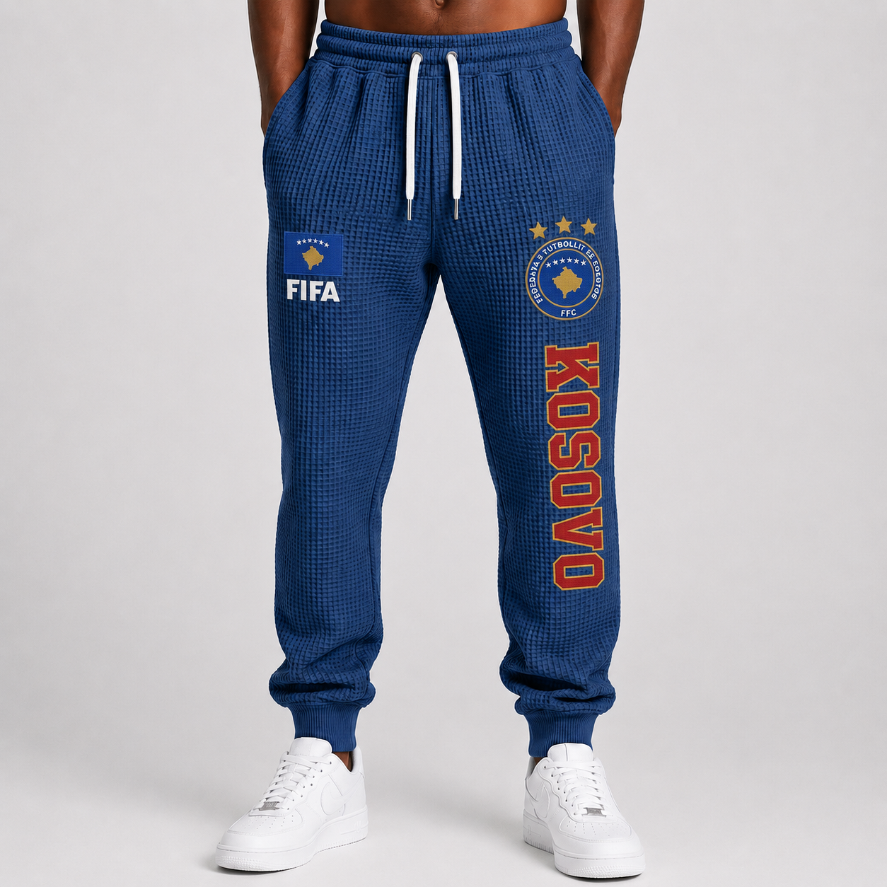 FIFA 2026 Kosovo Printed Waffle Football Fan Pants