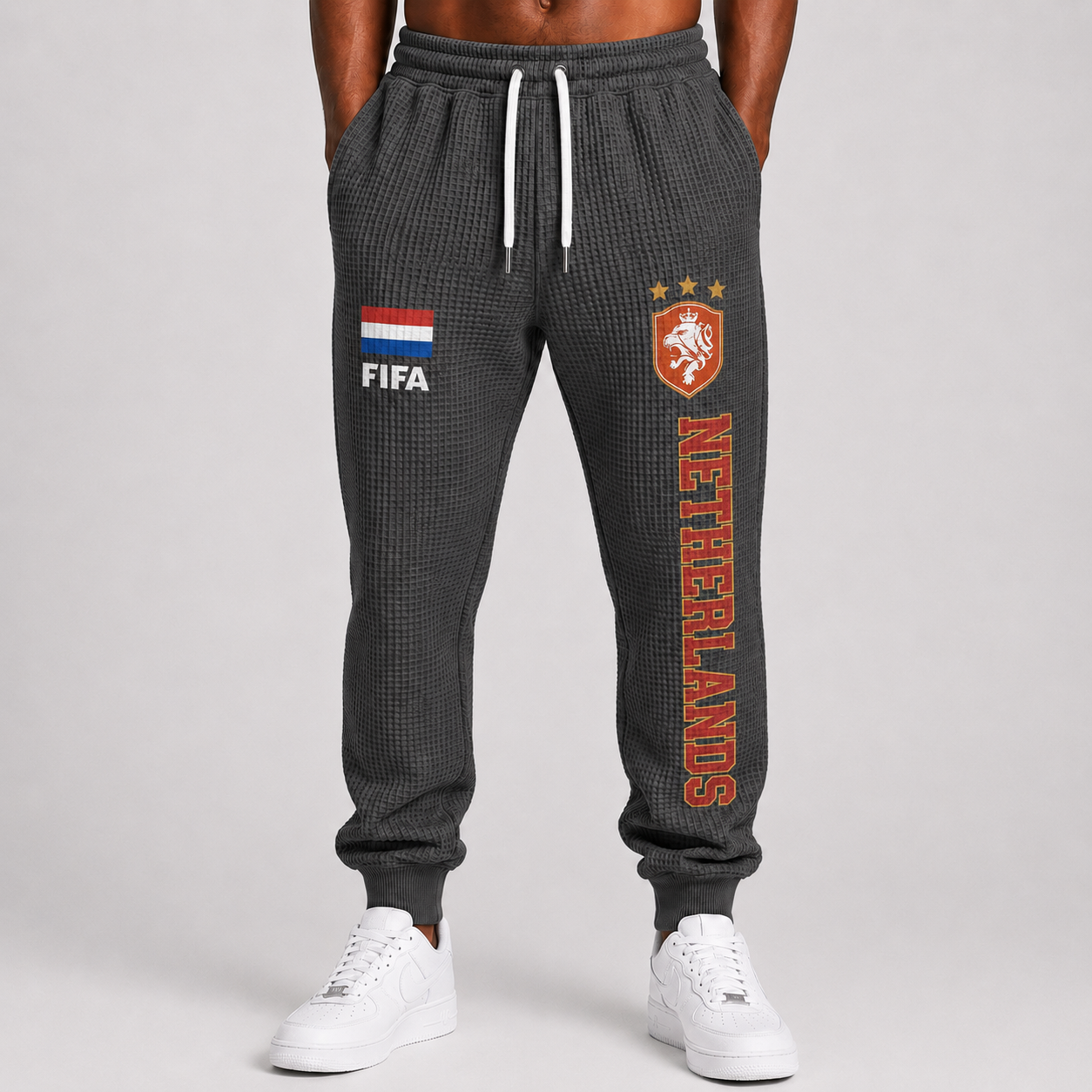 FIFA 2026 Netherlands Printed Waffle Football Fan Pants