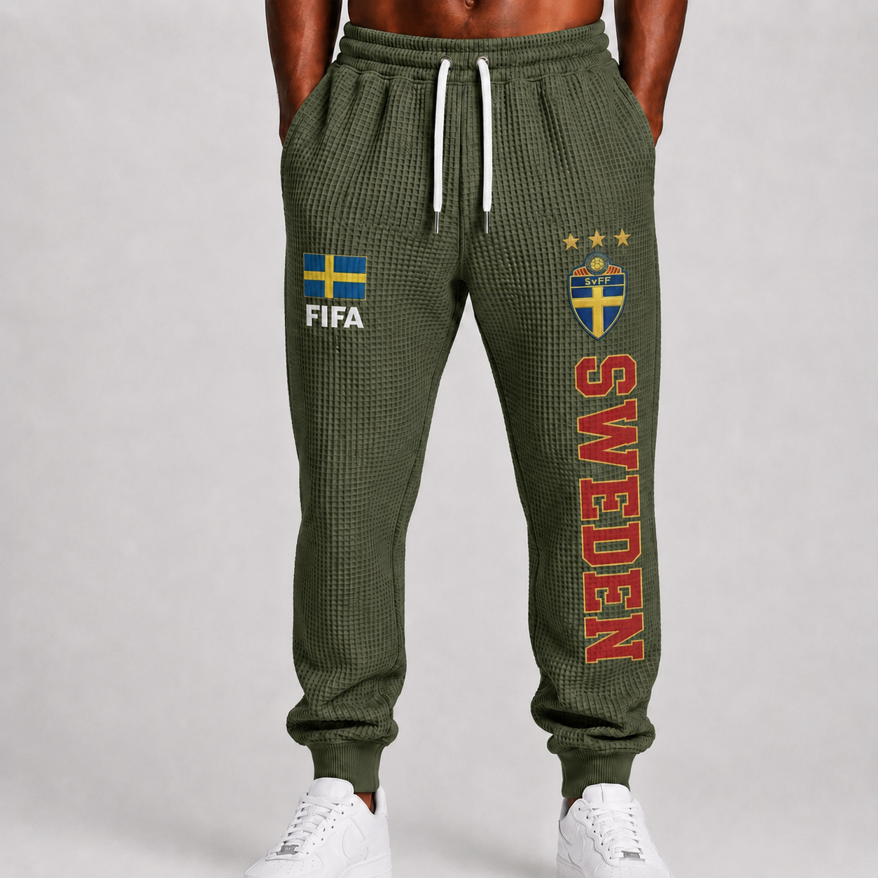 FIFA 2026 Sweden Printed Waffle Football Fan Pants