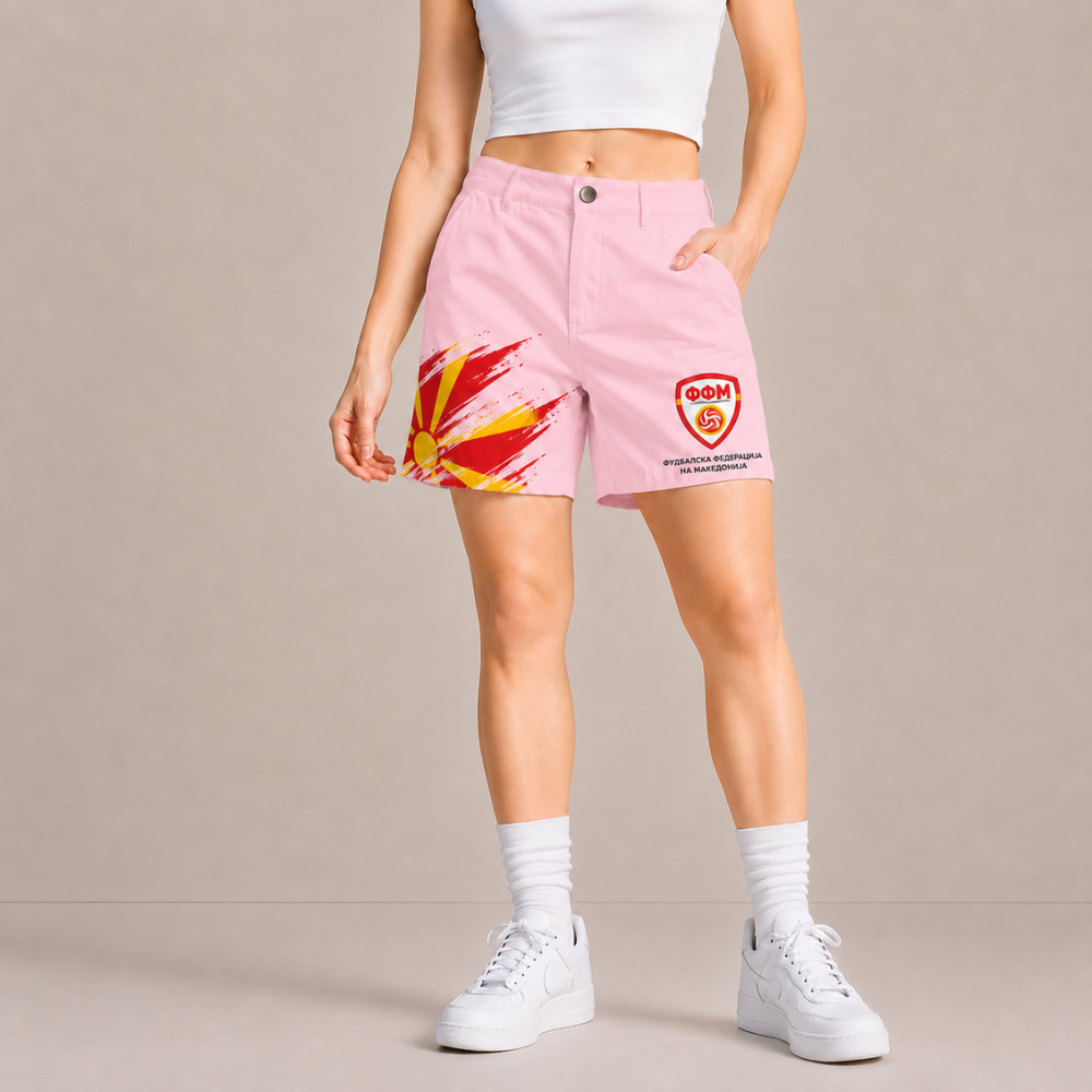 World Cup 2026 North Macedonia Football Fan Printed Twill Shorts