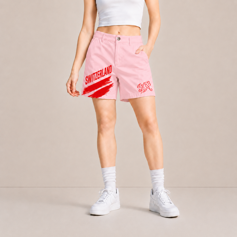 World Cup 2026 Switzerland Football Fan Printed Twill Shorts