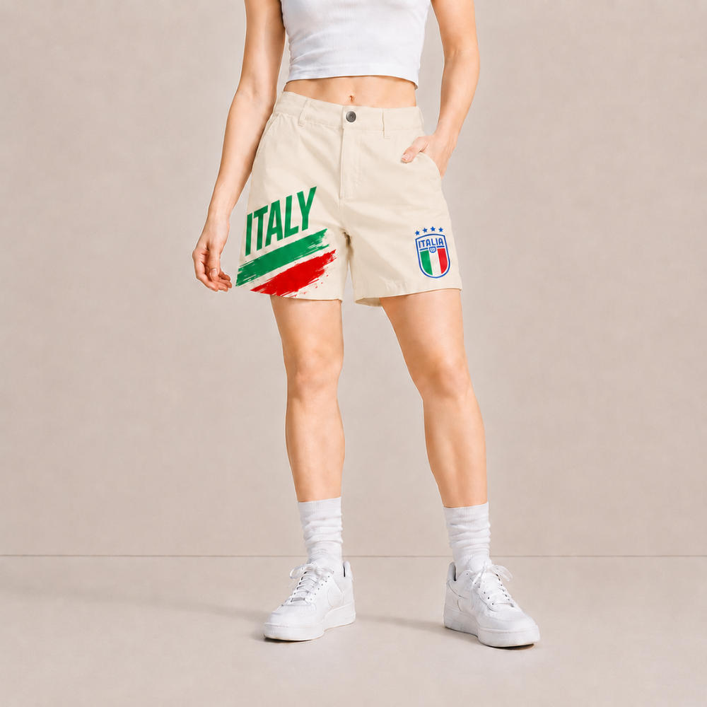 World Cup 2026 Italy Football Fan Printed Twill Shorts