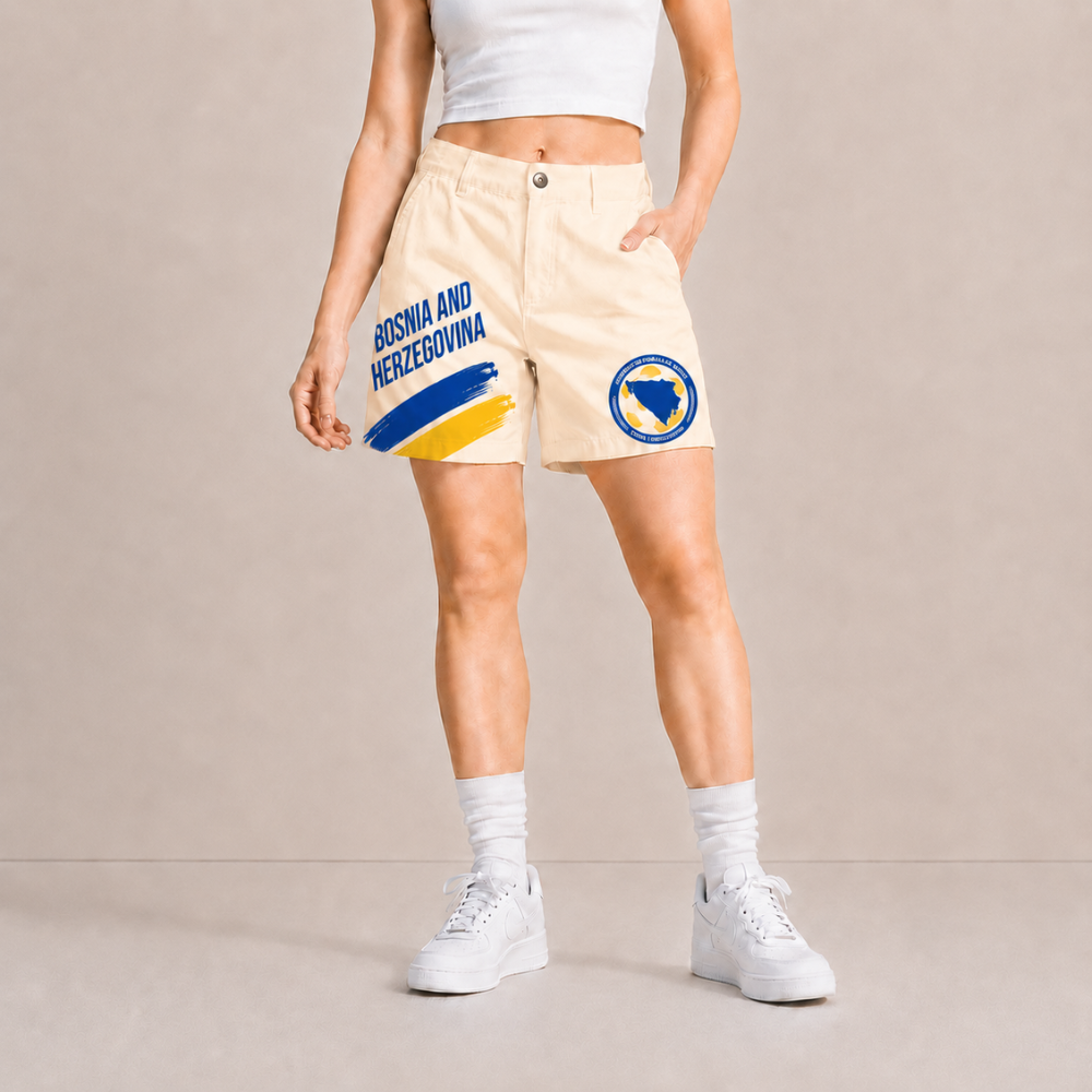 World Cup 2026 Bosnia and Herzegovina Football Fan Printed Twill Shorts