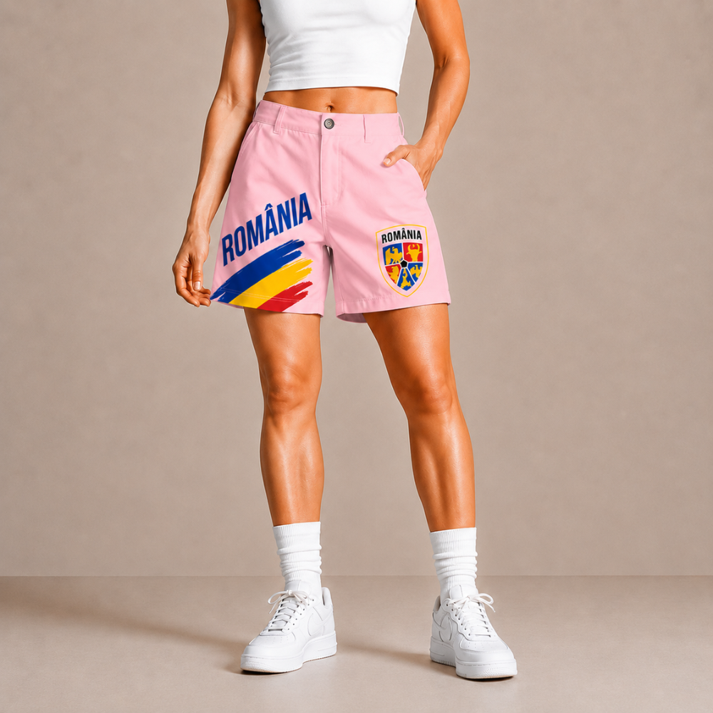 World Cup 2026 Romania Football Fan Printed Twill Shorts