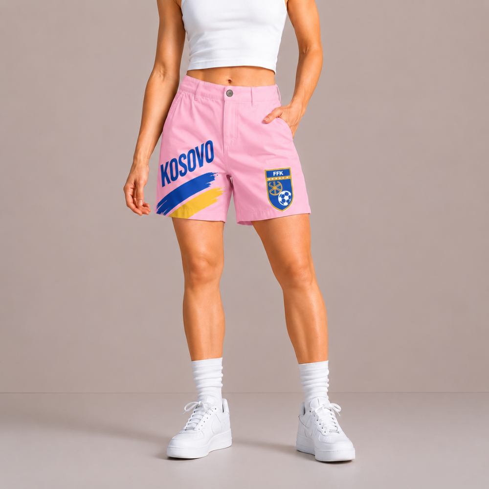 World Cup 2026 Kosovo Football Fan Printed Twill Shorts