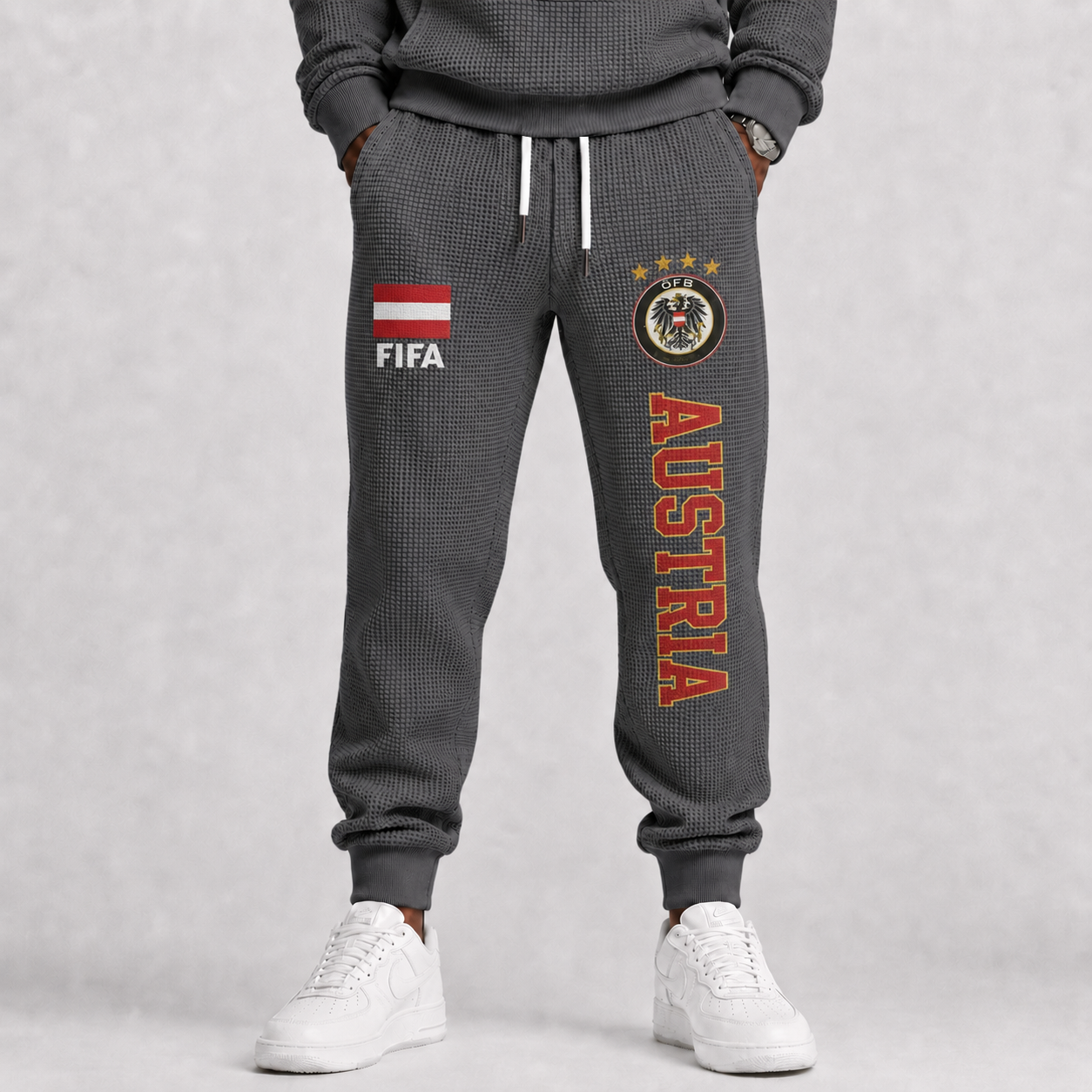 FIFA 2026 Austria Printed Waffle Football Fan Pants