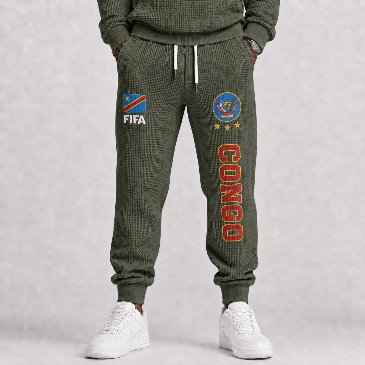 FIFA 2026 Democratic Republic Of The Congo Printed Waffle Football Fan Pants