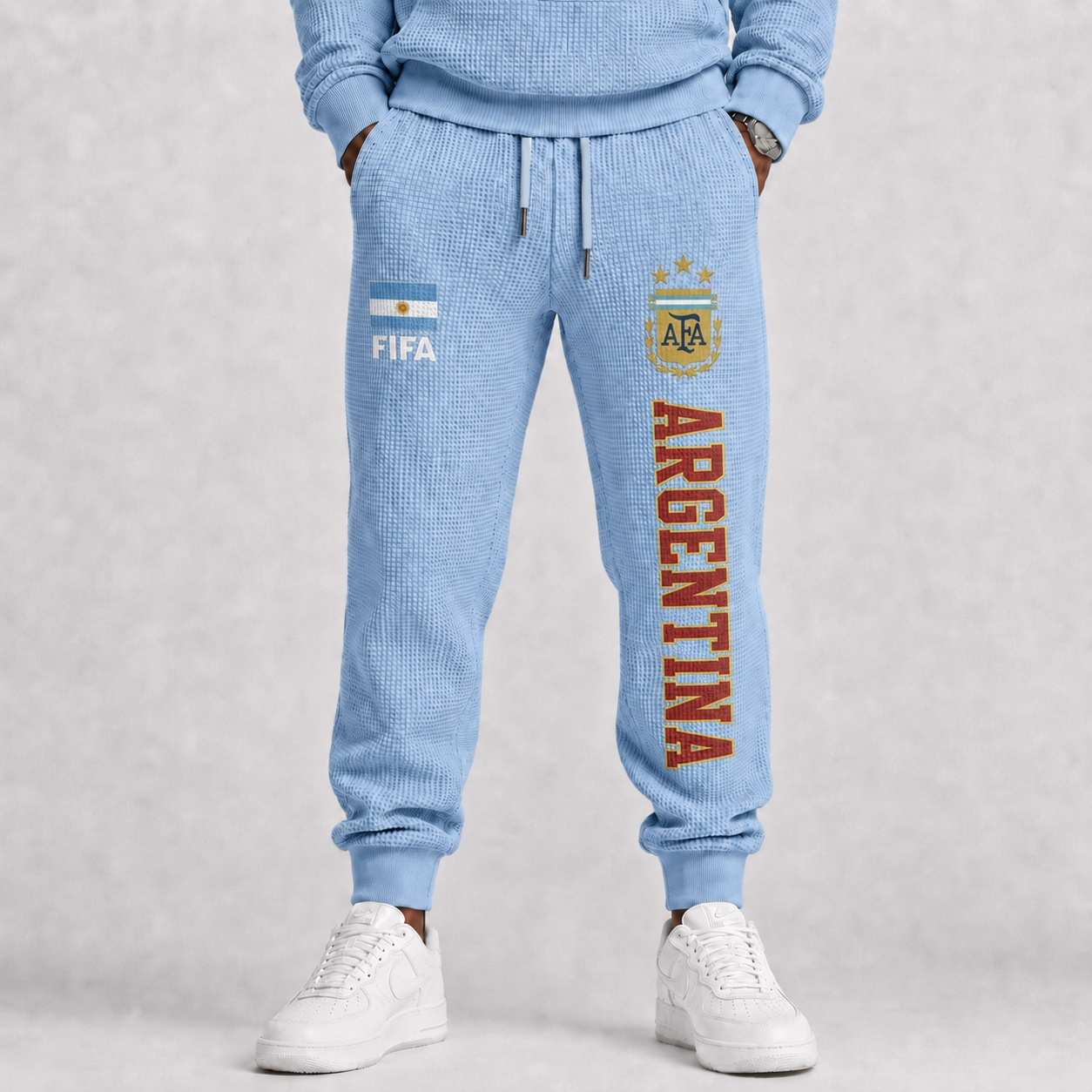 FIFA 2026 Argentina Printed Waffle Football Fan Pants