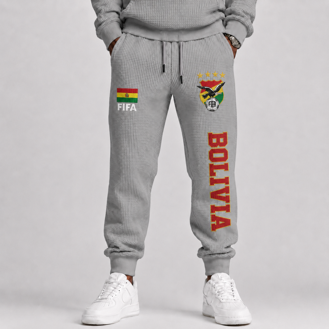 FIFA 2026 Bolivia Printed Waffle Football Fan Pants