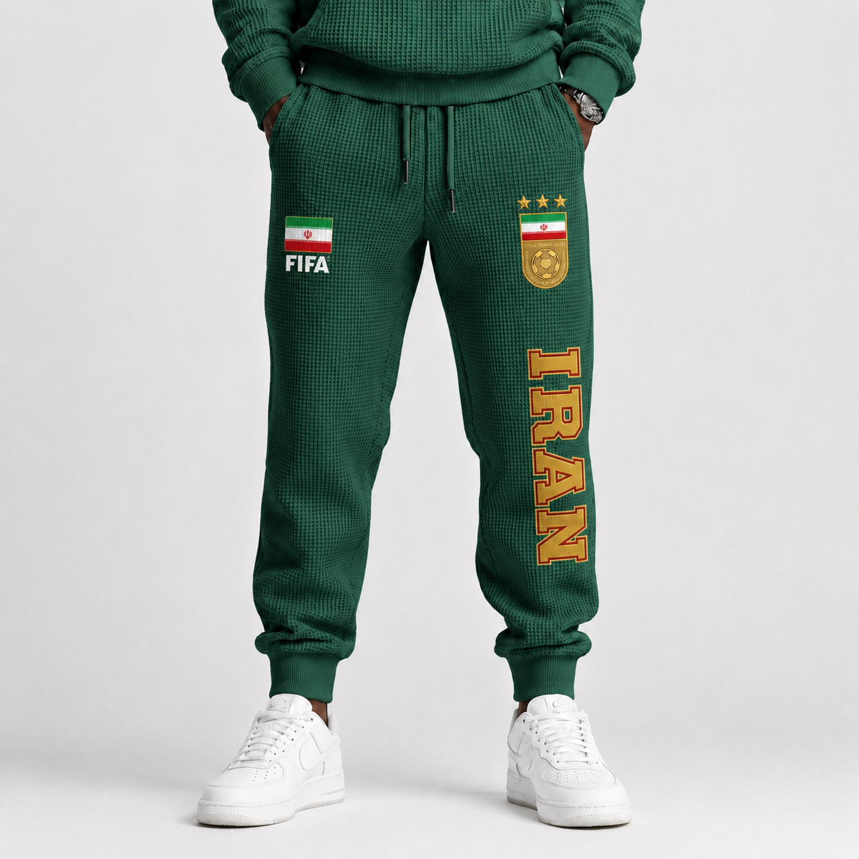 FIFA 2026 Iran Printed Waffle Football Fan Pants