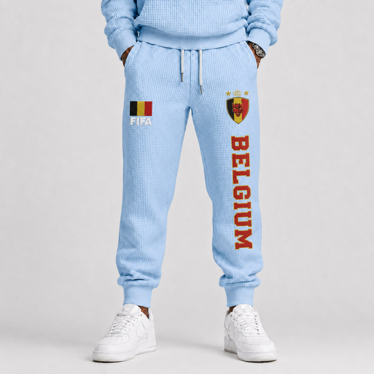 FIFA 2026 Belgium Printed Waffle Football Fan Pants