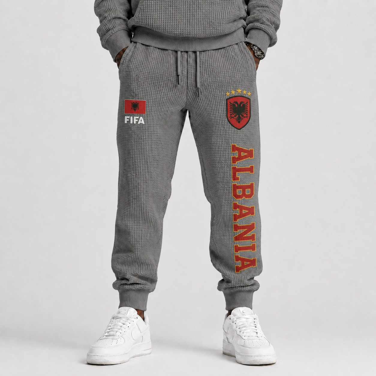 FIFA 2026 Albania Printed Waffle Football Fan Pants