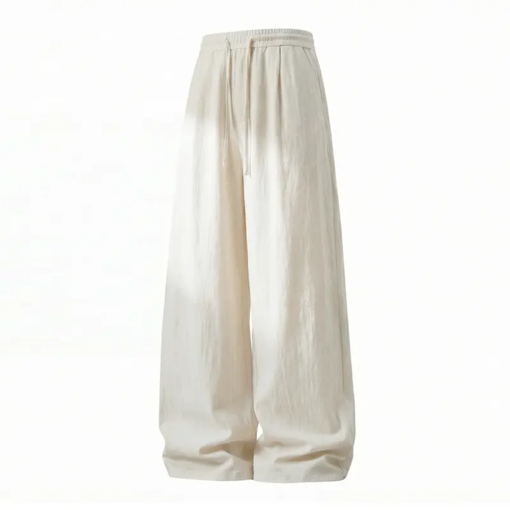 Lightweight Wide Fit Trousers With Adjustable Drawstring For Men
