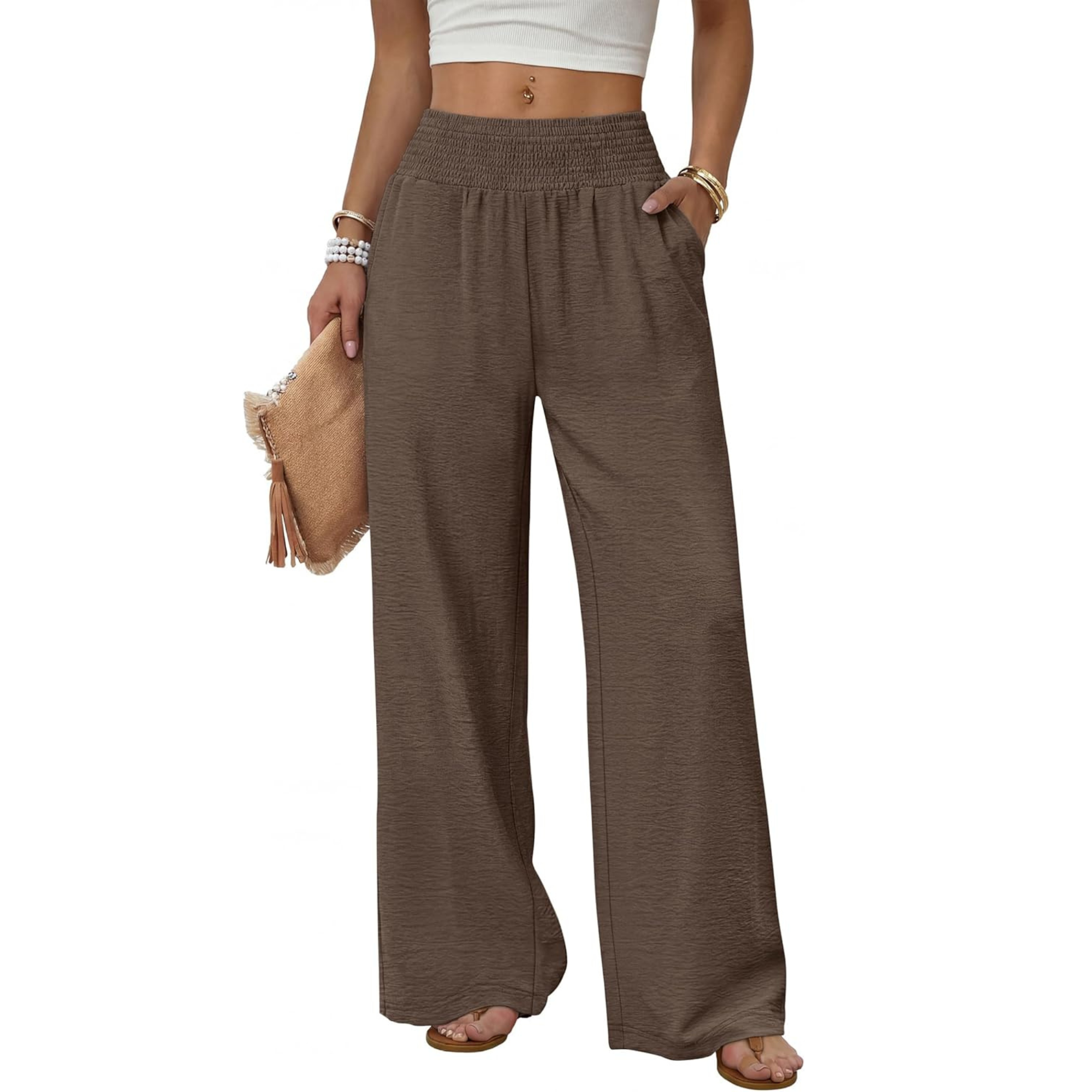 High Waist Wide Leg Lounge Pants with Side Pockets