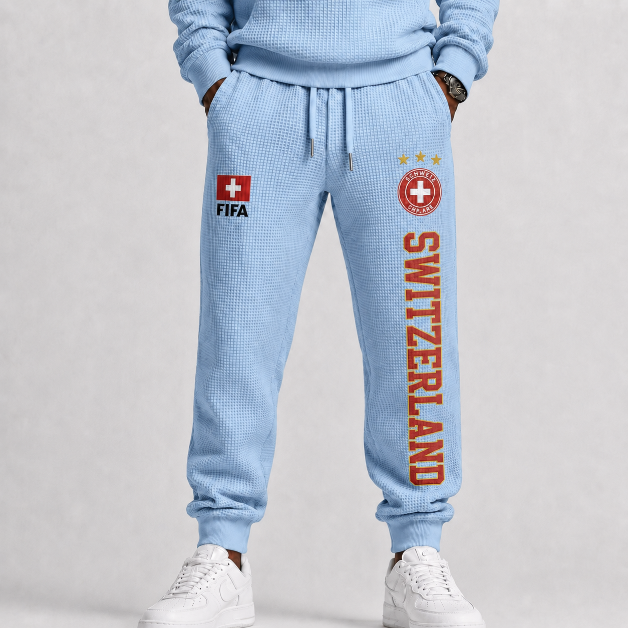 FIFA 2026 Switzerland Printed Waffle Football Fan Pants