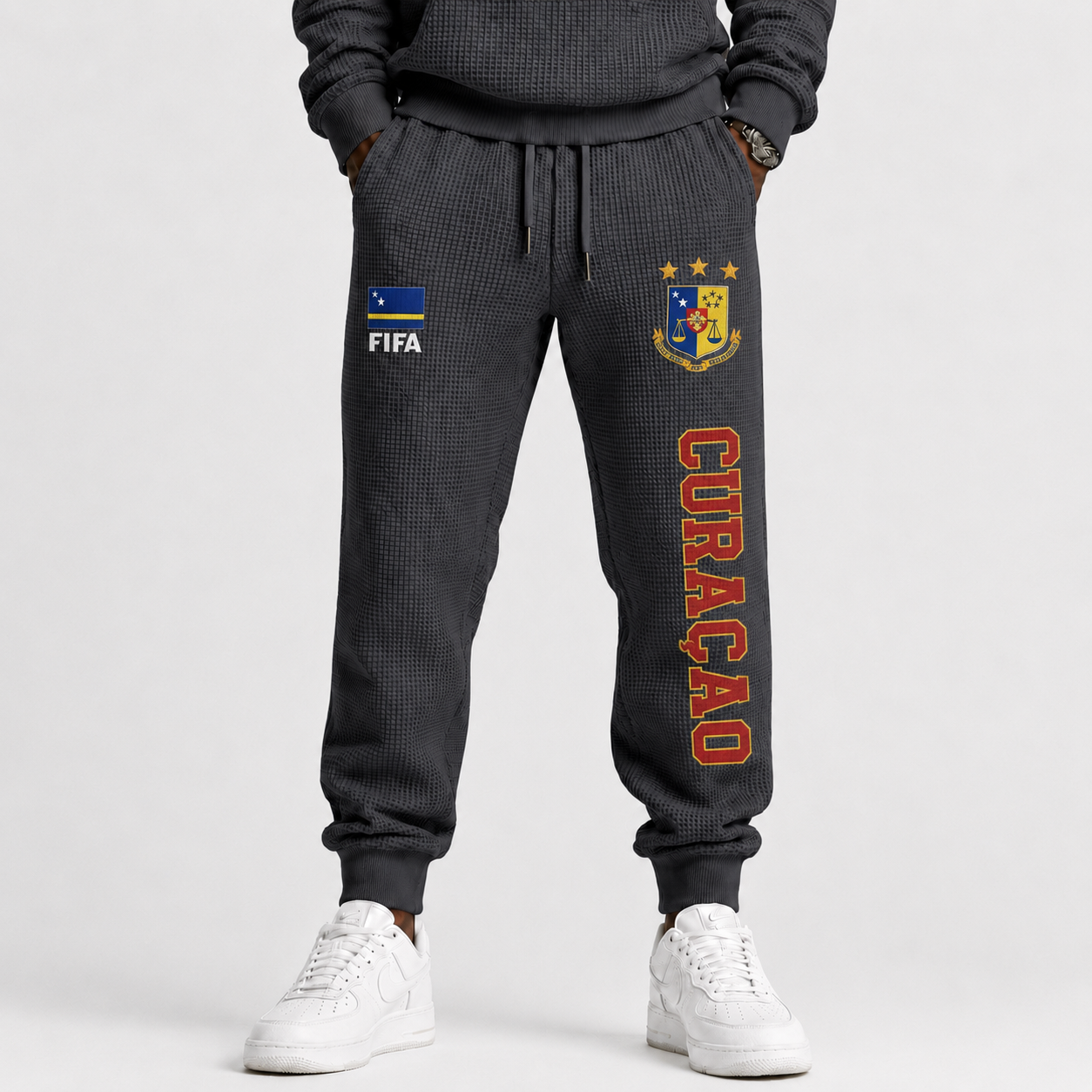 FIFA 2026 Curaçao Printed Waffle Football Fan Pants