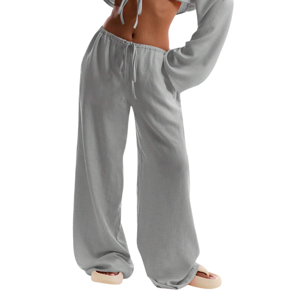 Casual Tie Front Drawstring Trousers For Women