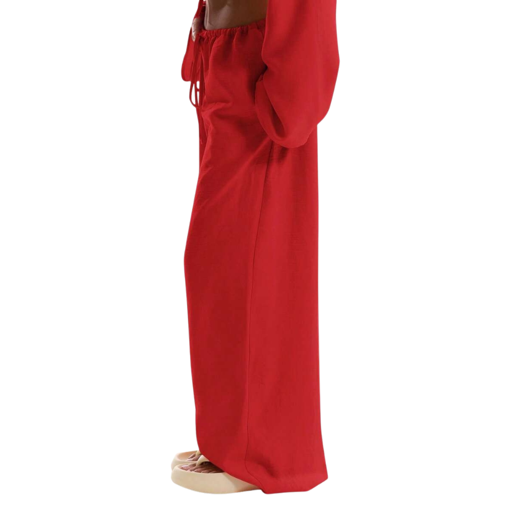 Casual Tie Front Drawstring Trousers For Women