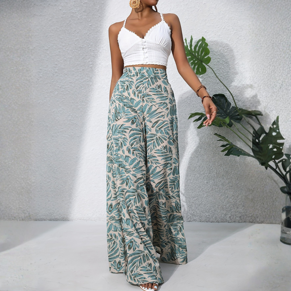Bohemian Style Wide Vacation Themed Pants For Women