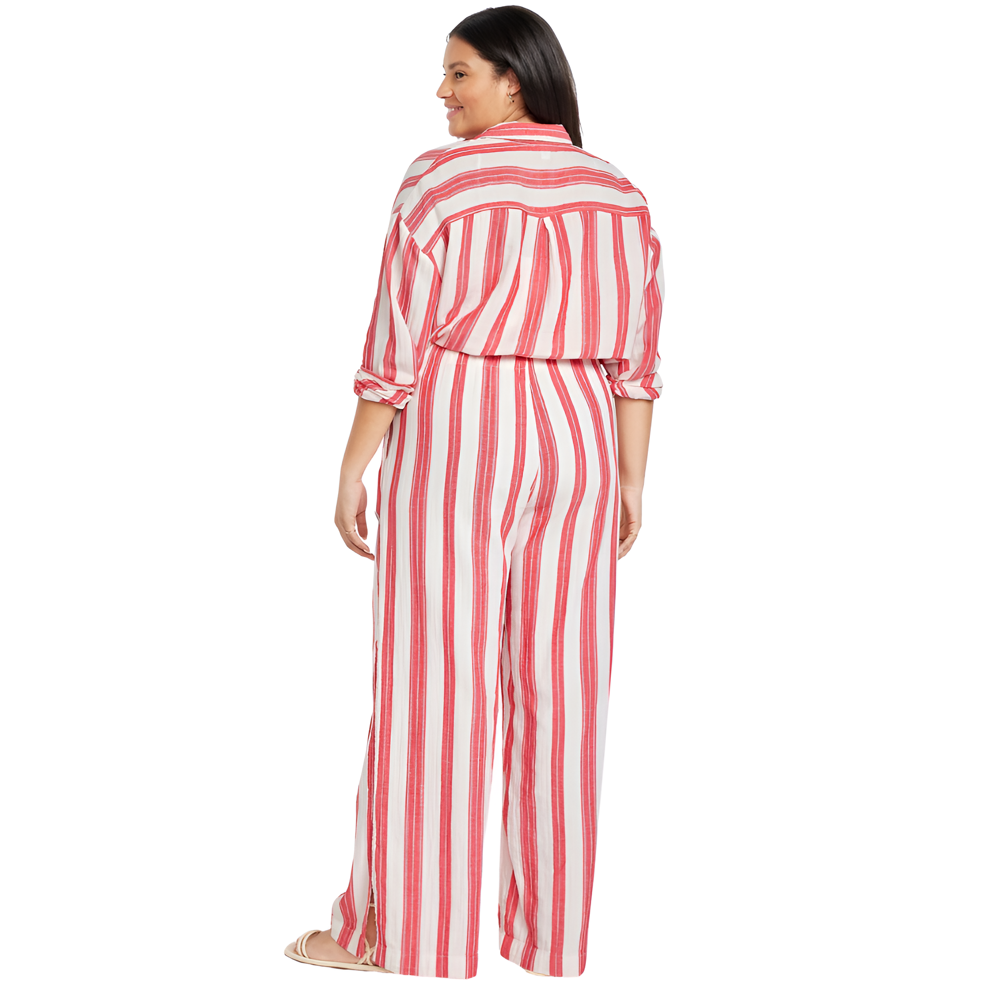 High Rise Crinkle Gauze Stripe Super Wide Pants-My Comfy PantHigh Rise Crinkle Gauze Stripe Super Wide Pants - Image 3