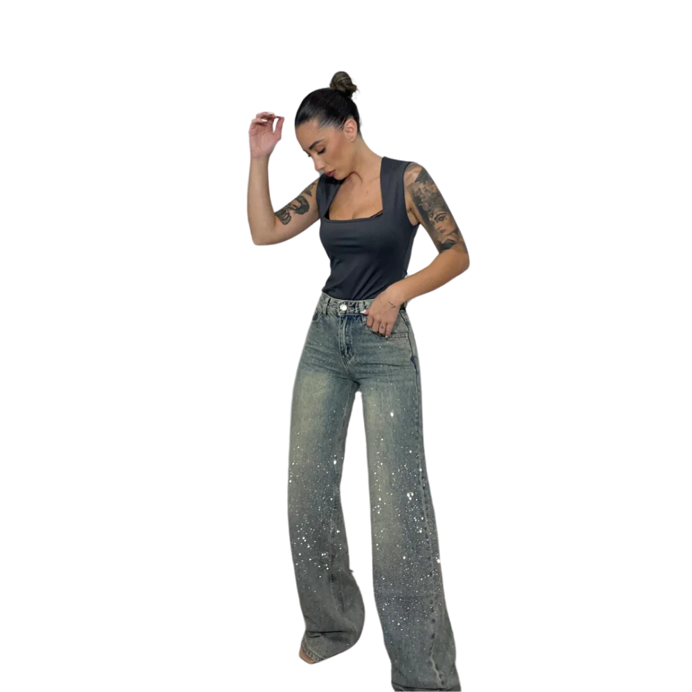 Medium Waist Slim Sparkle Jeans-My Comfy Pant
